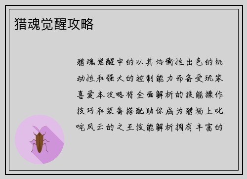 猎魂觉醒攻略